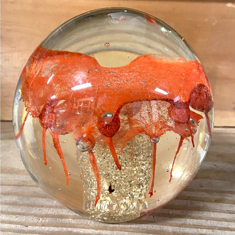 Gorgeous Murano style paper weight Handcrafted Orange and Gold